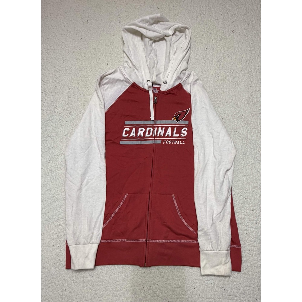 Team Apparel Womens Arizona Cardinals Hoodie Full Zip Red White NFL XL